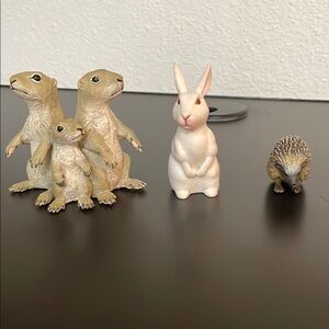 Brown and White Animal Action Figures Set